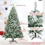 Costway 6 ft. Snow Flocked Artificial Christmas Tree with 928 Branch Tips, Unlit Hinged Pine thumbnail 3