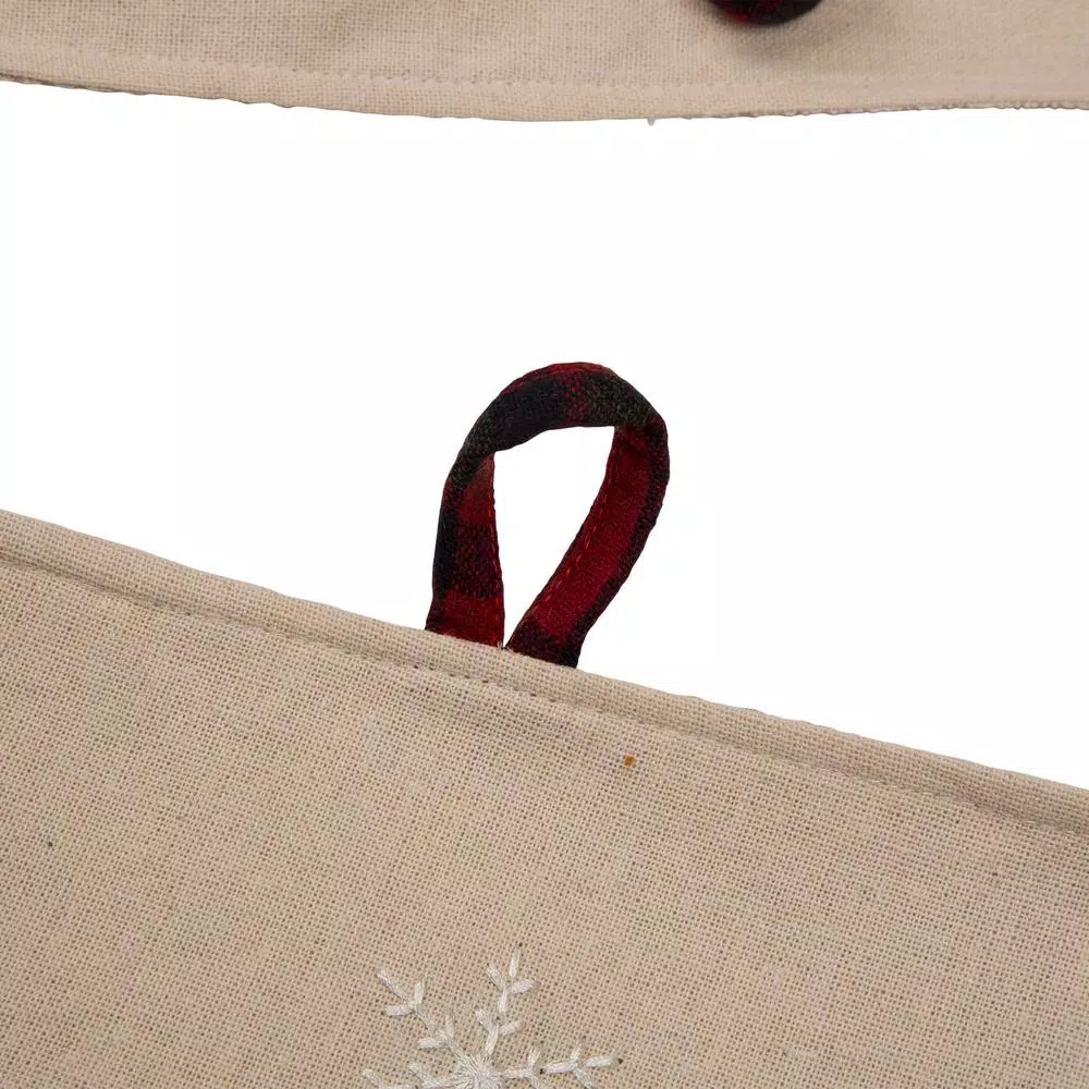 Glitzhome 48 in. Dachshund Embroidered Fabric Christmas Tree Skirt with Red Plaid Edge