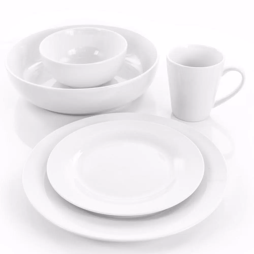 Elama Carey 18-Piece White Porcelain Dinnerware Set, Service for 4