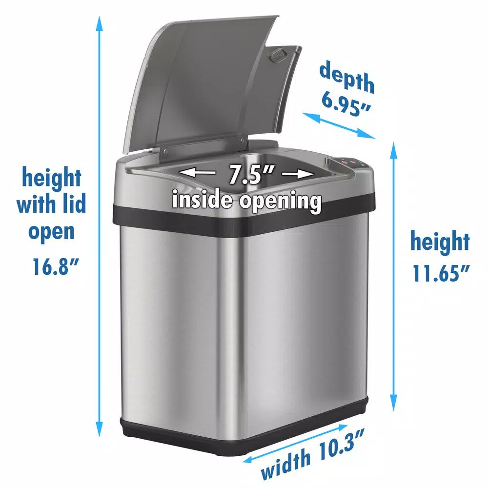 iTouchless 2.5 Gal. Stainless Steel Touchless Automatic Sensor Trash Can with Odor Filter and Fragrance
