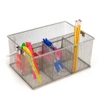 Mind Reader Silver Metal Mesh 4-Compartment Multipurpose Storage Basket and Utensil Holder thumbnail 1