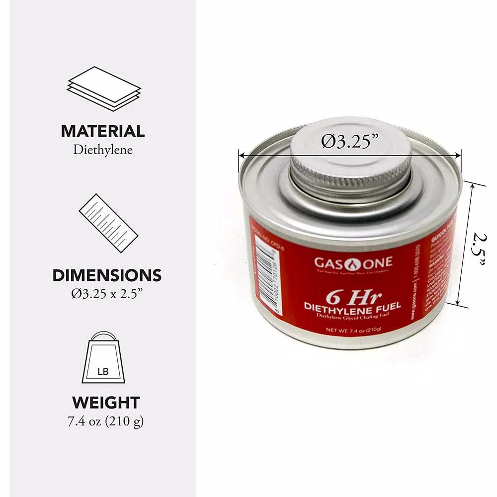 Unbranded Gas One CFD-6 Diethylene Chafing Fuel - 6 Hour Burn Time for Catering and Buffets