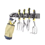 Alpine Industries 16 in. Wall Mounted Mop and Broom Holder with 5 Slots and 6 Retractable Hooks thumbnail 6