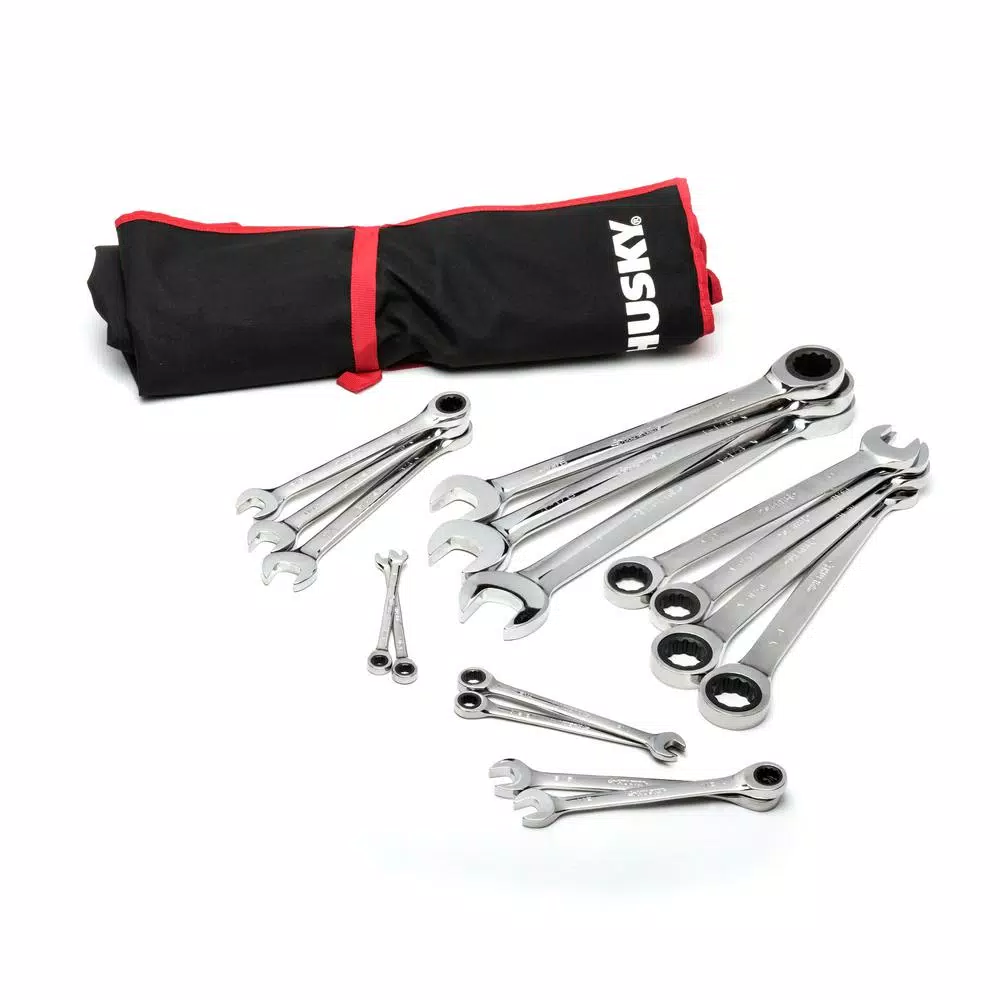 Husky 34-Piece SAE and Metric Master Ratcheting Wrench Set