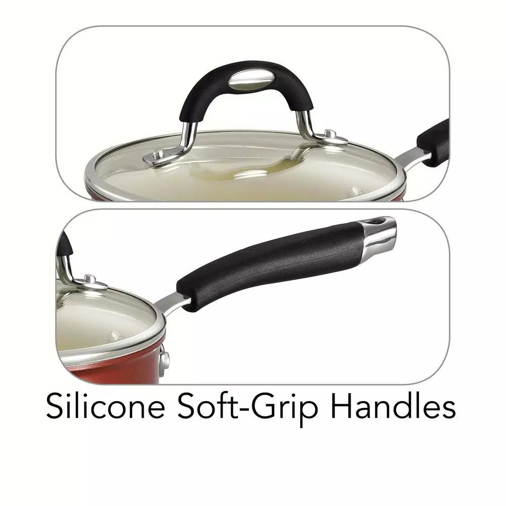 Tramontina Gourmet Ceramica Deluxe 1.5 Qt. Aluminum Ceramic Nonstick Sauce Pan with Glass Lid, Copper