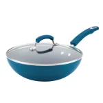 Rachael Ray Classic Brights 11 in. Aluminum Nonstick Stir Fry Pan with Glass Lid, Marine Blue Gradient thumbnail 1