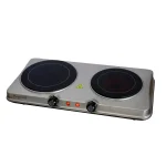 MegaChef 2-Burner Infrared Electric Hot Plate Cooktop, 1700W, Sleek Steel thumbnail 1