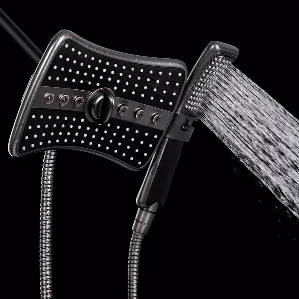 AKDY 9 in. Dual Shower Head and Handheld Wand Combo, 4 Spray Modes, Antique Bronze