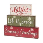 Glitzhome 11.81 in. LED Lighted Multi-color Wooden Block Word Sign, 14-Bulbs thumbnail 2