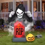 Gemmy 6 ft. Animated Fire and Ice Shaking Reaper Inflatable Halloween Decor with Projection and Fog Effect thumbnail 4