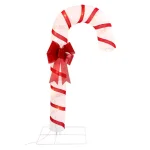Unbranded 72 in. Lighted Candy Cane Outdoor Holiday Decoration with Red Bow and Snowflake Accents thumbnail 3