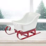 Godinger White Metal Santa Sleigh Candy Dish - Rustic Red Iron Holiday Garnish Tray thumbnail 3