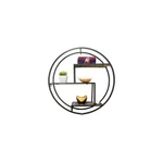 Admired By Nature 23 in. Black Round 3-Tier Iron and Wood Wall-Mounted Floating Shelves thumbnail 5