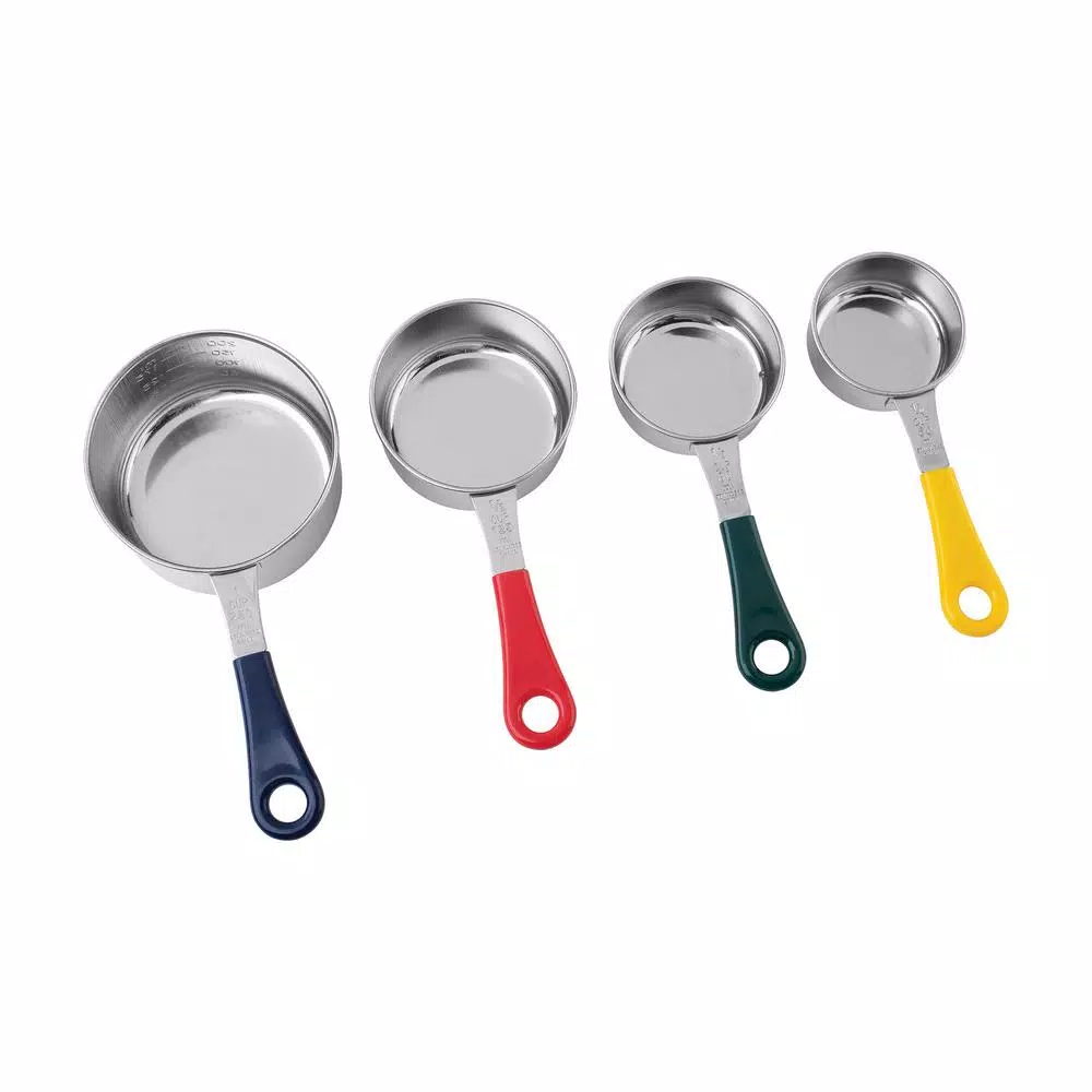 Fox Run 4-Piece Stainless Steel Measuring Cup Set with Color-Coated Handles