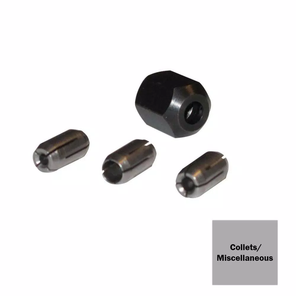 Rotozip Replacement Collet and Collet Nut Kit, 4-Piece (1/8 in., 5/32 in., 1/4 in.)