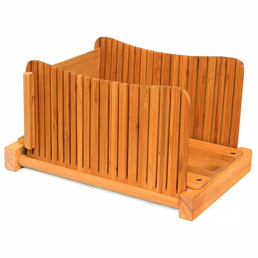 Unbranded DB-Tech Bamboo Wood Compact Foldable Bread Slicer - Adjustable Thickness