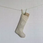 VHC Brands Ingrid Ash Grey Farmhouse Christmas Stocking - 20 in. Cotton with Metallic Silver Snowflakes thumbnail 3