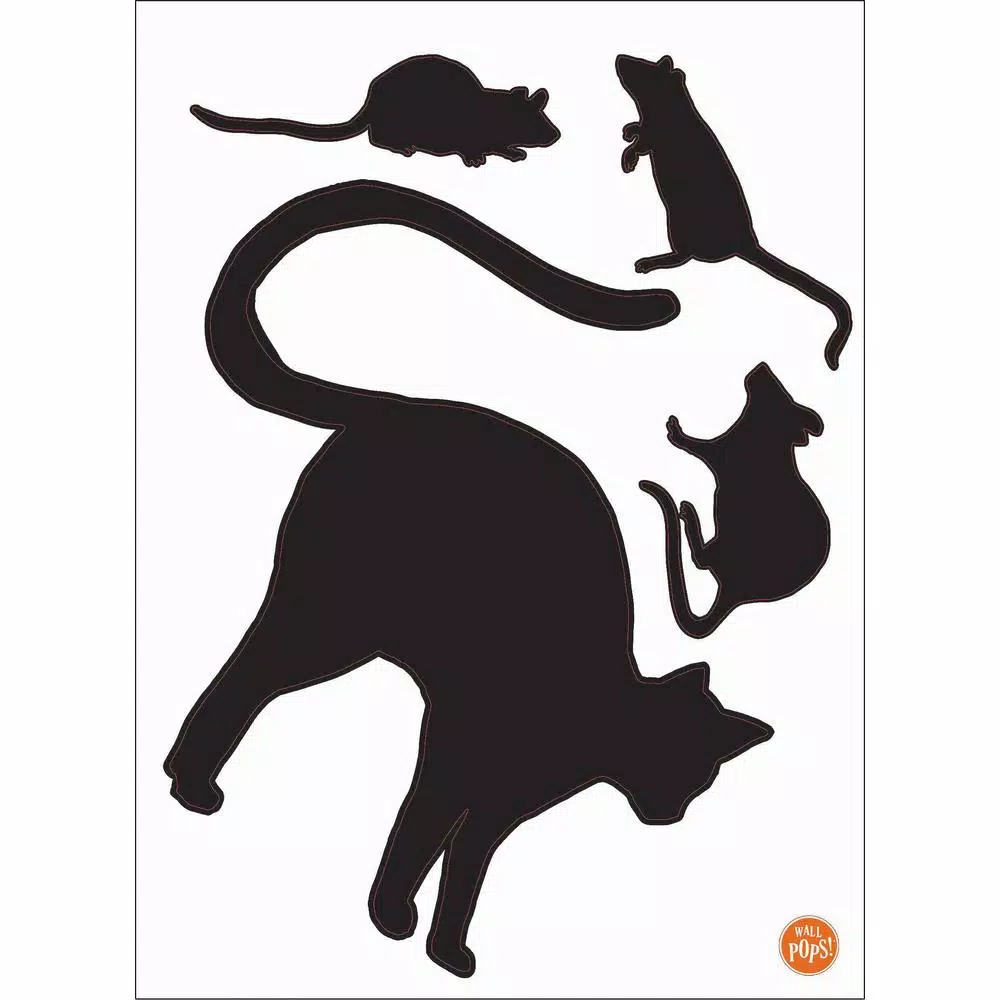 WallPops Black Cat and Mouse Halloween Wall Decal Kit, 24 in. x 17.5 in.