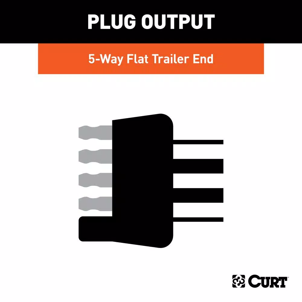 CURT 5-Way Flat Trailer Side Connector Plug with 48" Color-Coded Wires