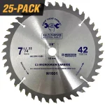 GRIP TIGHT TOOLS Grip Tight Professional 7-1/4 in. 40-Tooth Tungsten Carbide Tipped Circular Saw Blades, Multi-Purpose (25-Pack) thumbnail 1