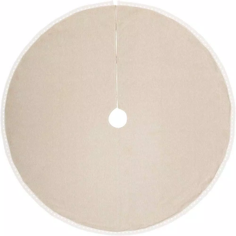 VHC Brands 60 in. Grey Margot Farmhouse Christmas Tree Skirt with Diamond Cut Lace