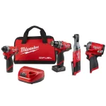 Milwaukee M12 FUEL 12V Lithium-Ion Brushless 4-Tool Cordless Combo Kit with 2 Batteries and Bag thumbnail 1