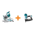Makita 10 in. Dual Bevel Sliding Compound Miter Saw with Laser & Bonus 16-Gauge Finish Nailer thumbnail 1