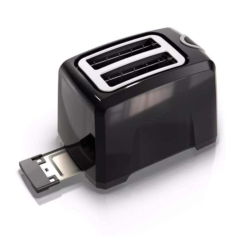 BLACK+DECKER 2-Slice Black Toaster with Extra-Wide Slots and 850-Watt Power
