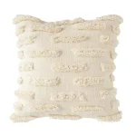 3R Studios White Embroidered Cotton Throw Pillow with Fringed Edges, 20 in. x 20 in. thumbnail 1