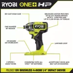 RYOBI ONE+ HP 18V Brushless 1/4 in. 3-Speed Impact Driver (Tool Only) thumbnail 3