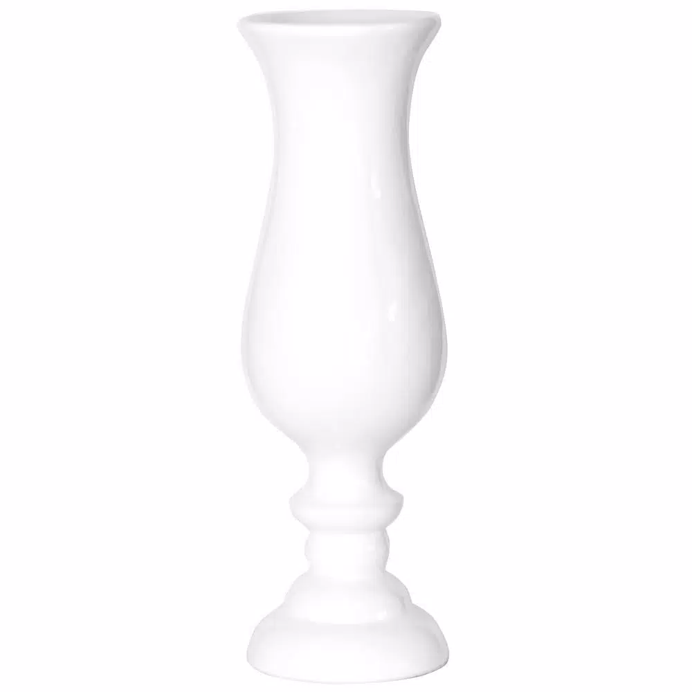 Uniquewise 30 in. White Modern Fiberglass Goblet Shape Floor Vase