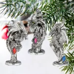 Design Toscano Three Dragons of the Amesbury Holiday Gemstone Ornament Set, 3-Piece Silver Resin thumbnail 6