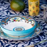 Euro Ceramica Zanzibar 4-Piece Earthenware Pasta Bowl Set, Multi-Color Bohemian Style thumbnail 3