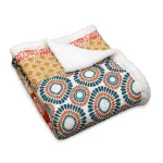 Lush Decor Bohemian Turquoise and Orange Sherpa Stripe Throw Blanket, 50 x 60 in thumbnail 2