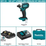 Makita 18V LXT Cordless 1/4 in. Compact Impact Driver Kit with Two 2.0 Ah Batteries, Rapid Charger, and Hard Case thumbnail 2