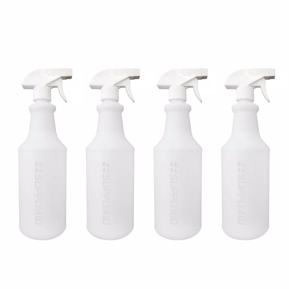 SUPPLYAID 32 oz. All-Purpose Leak-Proof Plastic Spray Bottles with Adjustable Nozzle, 4-Pack