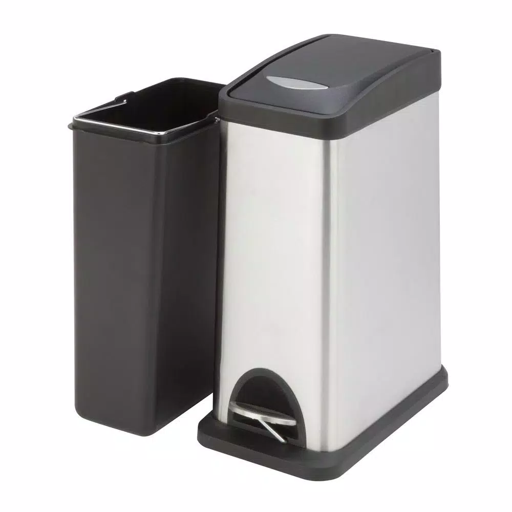 Honey-Can-Do 2.1 Gal. Rectangular Stainless Steel Step Trash Can