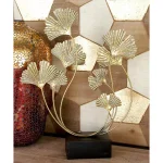 LITTON LANE Natural Reflections 22" Gold Ginkgo Leaf Iron Sculpture with Black Base thumbnail 1