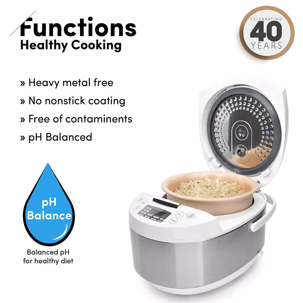 AROMA Professional 12-Cup Digital Rice Cooker and Multi-Cooker with Ceramic Inner Pot, White