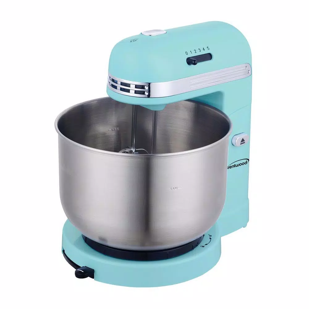 Brentwood Appliances Brentwood 5-Speed Stand Mixer with 3-Qt Stainless Steel Mixing Bowl, Blue
