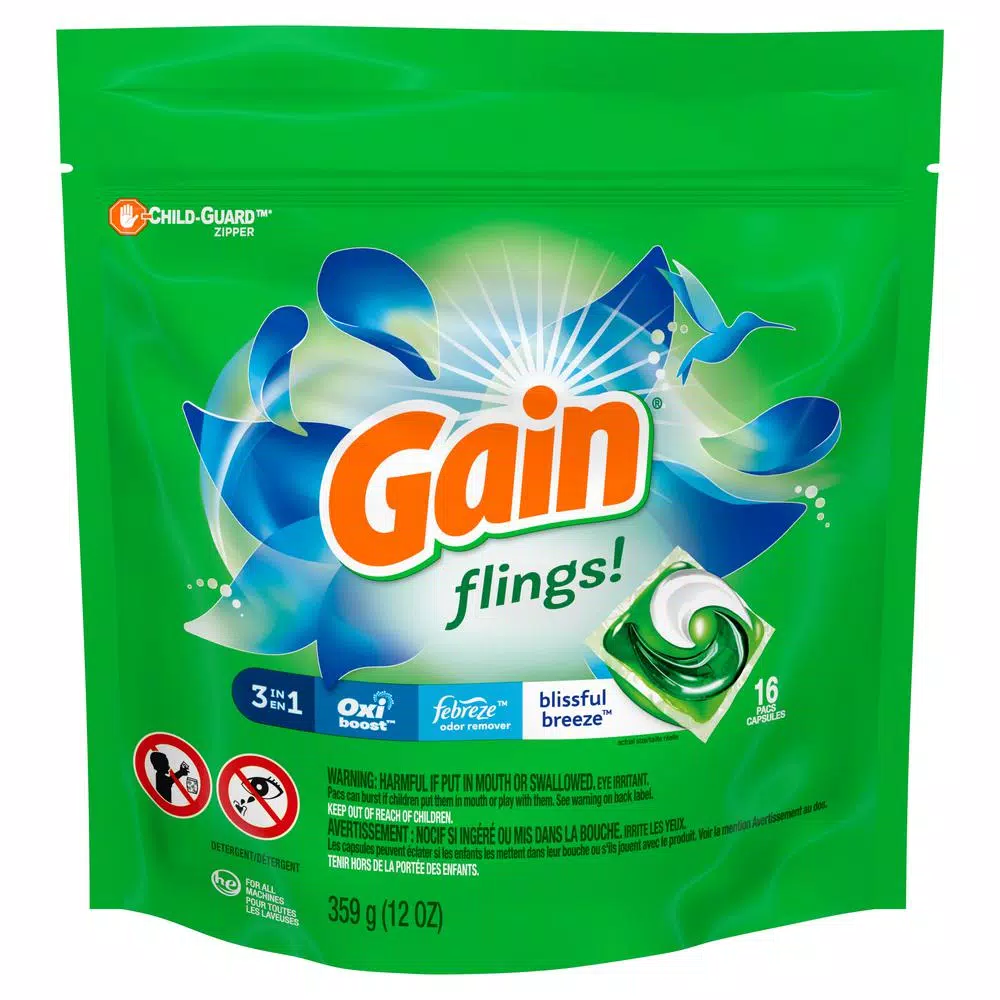 Gain Flings Blissful Breeze Laundry Detergent Pods, 16-Count