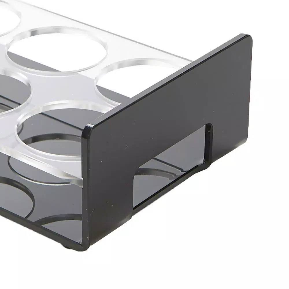 Mind Reader Black Acrylic 6-Slot Cup Holder Serving Tray with Cutout Handles