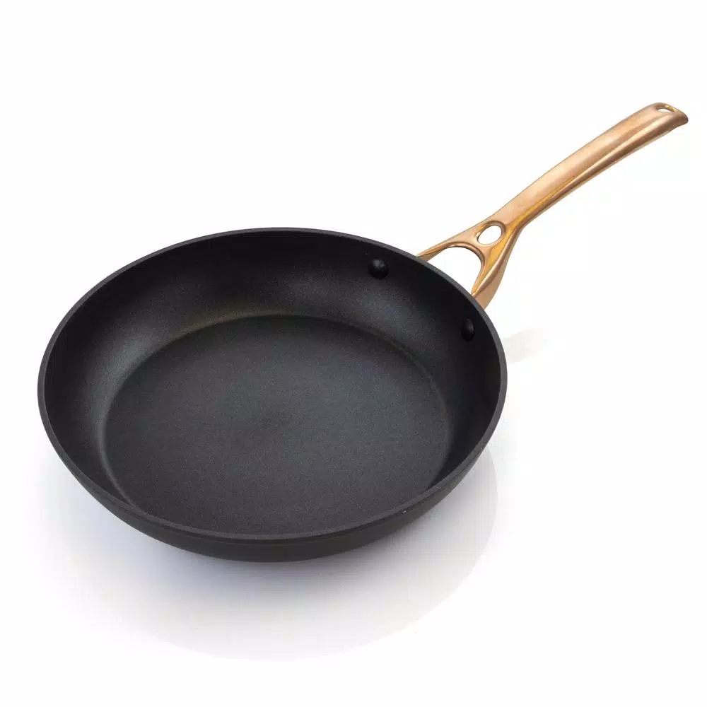 Oster Allsberg 10-Piece Aluminum Nonstick Cookware Set with Bronze Handles, Black and Bronze