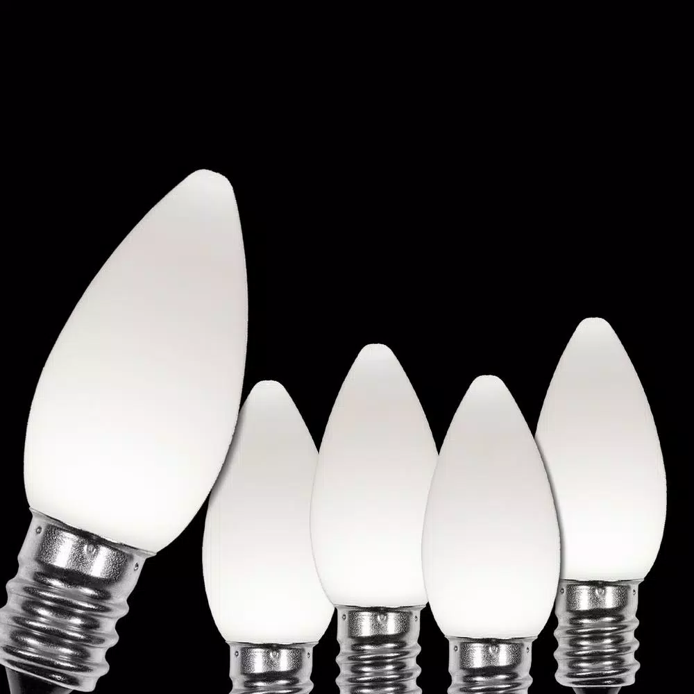 Wintergreen Lighting OptiCore C7 LED Cool White Smooth Opaque Christmas Light Bulbs, 25-Pack