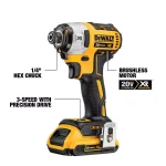 DEWALT 20V MAX XR Brushless 1/4 in. 3-Speed Impact Driver Kit with 142-Piece Mechanics Tool Set thumbnail 2
