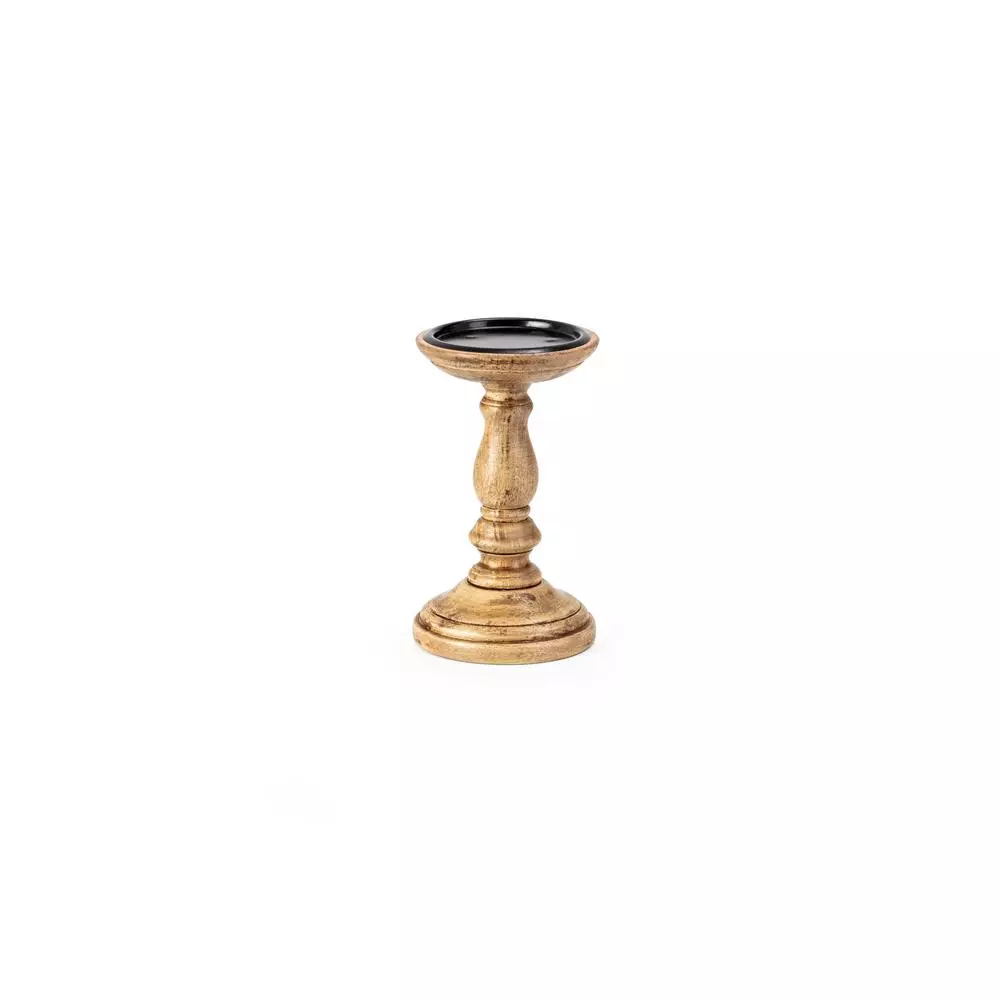 IMAX Rozzi Wooden Candle Holders Set of 5 - Rustic Multi-Colored Candlesticks