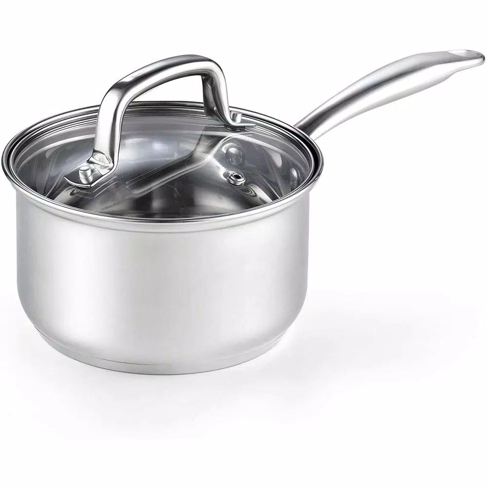 Cook N Home 2 qt. Stainless Steel Saucepan with Tempered Glass Lid