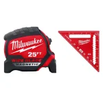 Milwaukee 25 ft. Magnetic Tape Measure with 14 ft. Standout and 4-1/2 in. Trim Square Set thumbnail 1