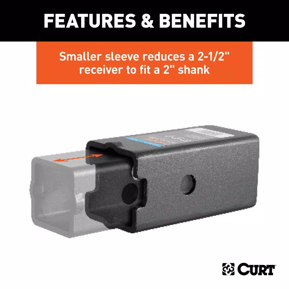 CURT Reducer Sleeve Set, 3 in. to 2-1/2 in. and 2 in. Receiver Adapters, 2-Piece Set