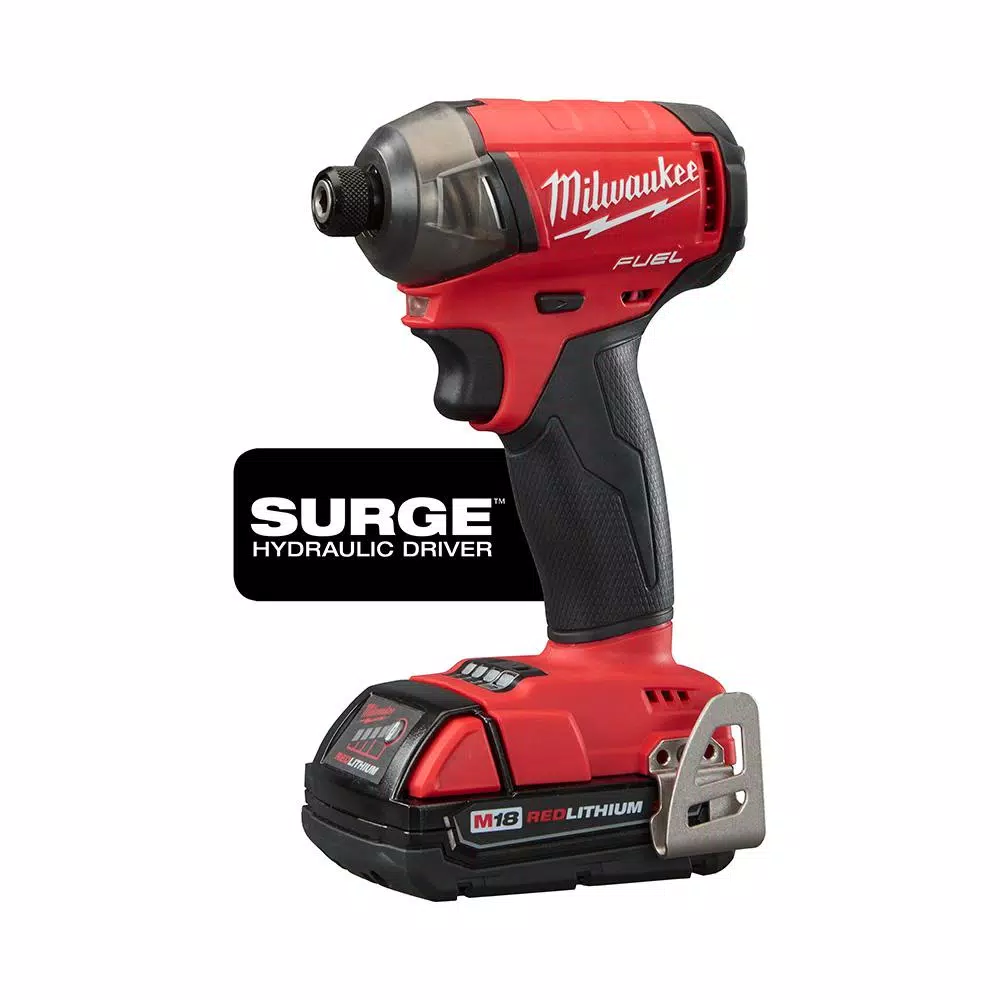 Milwaukee M18 FUEL SURGE 1/4 in. Hex Hydraulic Impact Driver Kit w/ (2) 2.0 Ah Batteries & Charger